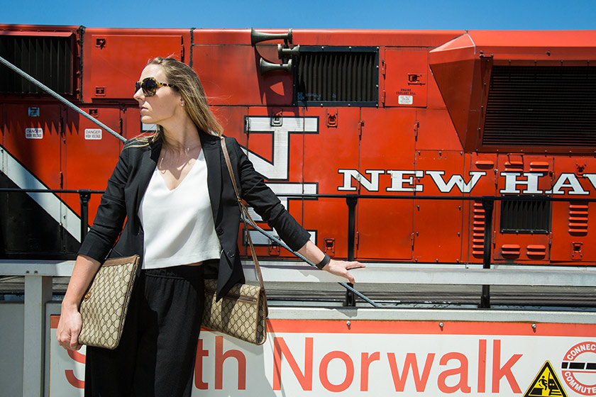 Riding the train through South Norwalk